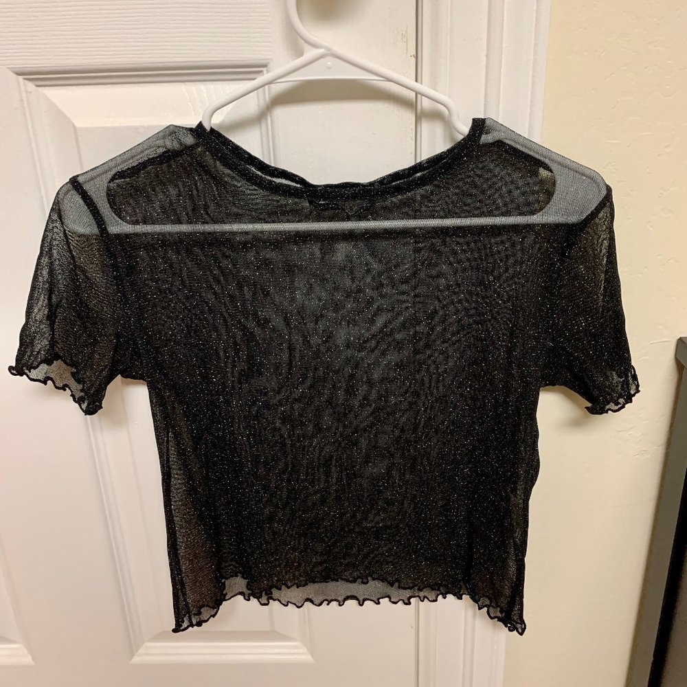 Brandy Melville Sheer Black Glittery Top